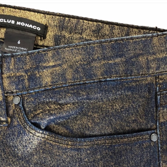 Club Monaco Sonica metallic waxed skinny jeans size 6 - Picture 3 of 9